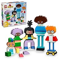 LEGO DUPLO Town Buildable People with Big Emotions Interactive Toy for Ages 3 and Up, 5 Characters with 10 Role-Play Faces, 71 Colorful Bricks for Mix-and-Match Customizable Fun, 10423