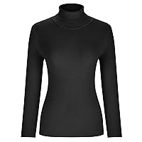 Women's 2023 Turtleneck Slim Ribbed Sweater Fall Basic Long Sleeve Casual Knit Shirts Fitted Solid Color Jumpers