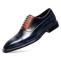 Men's Brogue Derby Plain Toe Lace-up Genuine Leather Fashion Dress Oxford Formal Comfort Business Wedding Formal Shoes