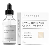ASTERWOOD Hyaluronic Acid Serum 2 oz + Hyaluronic Acid Cleansing Face Soap 3.5 oz