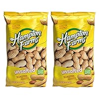Hampton Farms - USA Grown All-Natural - Fancy Roasted In-Shell Unsalted Peanuts - 10 oz. Bags - 2 Pack