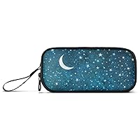 ALAZA Night Starry Sky Moon Star Pencil Case Nylon Pencil Bag Portable Stationery Bag Pen Pouch with Zipper for Women Men College Office Work