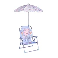 Idea Nuova Kids Outdoor Beach Chair with Umbrella, Peppa Pig, NK570426