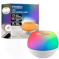 ENBRIGHTEN Color-Changing LED Lamp, Modern Night Light, Dimmable White & Vibrant RGB, Touch Sensor On/Off, Compact, Ideal for Bedside, Office, Dorm, Kid's Room, White, 49078