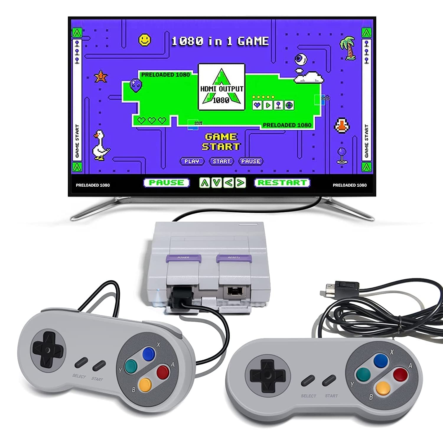 Duduuka Retro Game Console – Classic Mini Retro Game System Built-in 1080 Games and 2 Controllers, 8-Bit Video Game System with Old-School Gaming for Adults and Kids, Support TF Card Plug and Play