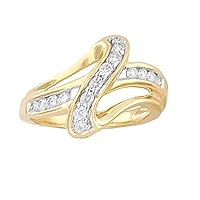Mother's Day Gift For Her 1/4 cttw White Diamonds Twisted Shank Channel Set Promise Ring Crafted in 10KT Yellow Gold Real Diamond Ring for Women