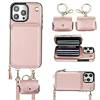 Bocasal A Multi Slots Crossbody Wallet Case for iPhone 15 Pro Max + A Slim Leather Case for AirPods Pro