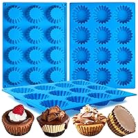 3pcs Peanut Butter Cup Mold, Silicone Mini Tart Pan for Bite Size Fat Bombs, Silicone Chocolate Candy Mold for Brownie (Peanut Butter Cup)