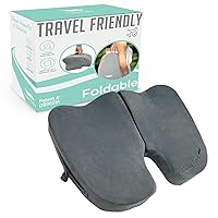 Premium Foldable Travel Seat Cushion - for Relief of Lower Back, Sciatic, Butt and Tailbone Pain - for Home & Office Use, Perfect for Travel or Driving - Coccyx Seat Cushion