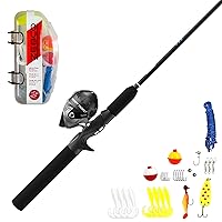 Zebco Ready Tackle Spincast Reel and Fishing Rod Combo, Durable Fiberglass Rod with EVA Handle, Quickset Anti-Reverse Reel, Pre-Spooled with 10 lb Zebco Line, Includes Tackle Pack