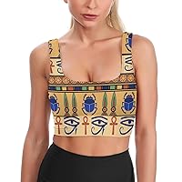 Egyptian Ornament Women's Sports Bras Workout Yoga Bra Padded Fitness Crop Tank Tops