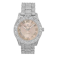 Charles Raymond Women's Big Rocks Bezel Colored Dial with Roman Numerals Fully Iced Out Watch - ST10327LA