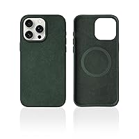 Alcantara Suede Phone Case Compatible with iPhone 15 Pro and Works with MagSafe - Midnight Green