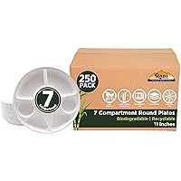 Rani 7 Compartment Round Biodegradable Divided Plates, Pack of 250 ~ Party, Thali, Buffet | Disposable & Eco-Friendly | Heavy-Duty Sturdy Paper Bagasse | Premium Quality | 11