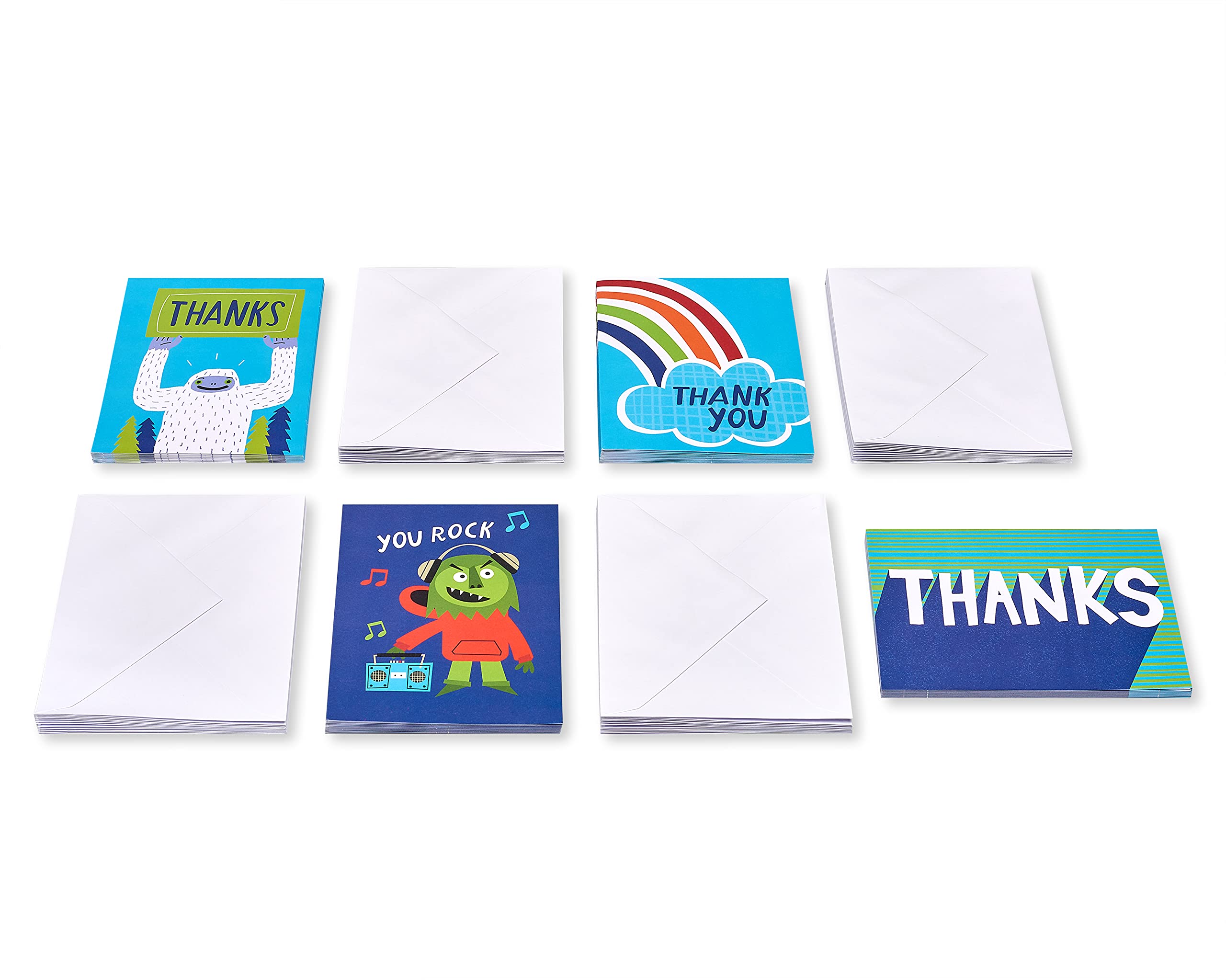 American Greetings Thank You Cards with Envelopes for Kids, Bright Blue (48-Count)