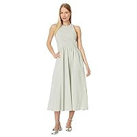 Madewell Women's Smocked Sleeveless Midi Dress in Stripe