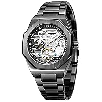 Luxury Tourbillon Design Men's Analog Automatic Stainless Steel Wrist Watch Waterproof Mechanical Skeleton Male Watch
