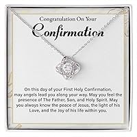 Congratulation On Your Confirmation Necklace For Teenage Girl, Confirmation Gift For Daughter, Love Knot Necklace For Christen Girl, And Confirmation Jewelry For Women.