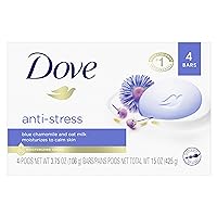 Dove Beauty Bar Gentle Cleanser Moisturizes To Calm Skin Anti-Stress Cream Bar Gentle Bar Soap Cleanser Made With 1/4 Moisturizing Cream 3.75 oz, 4 Count