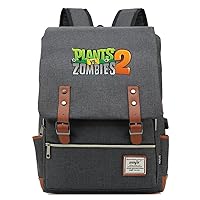 Game Plants vs. Zombies 15.6-inch Laptop Backpack Vintage Rucksack Business Bag with USB Charging Port Grey / 1