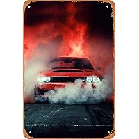 Muscle Car Challenger JDM Car Poster Retro Tin Sign Vintage Look Metal Sign for Bar Office Garage Home Wall Art Decor Car Enthusiast Men Gift 12 X 8 inch