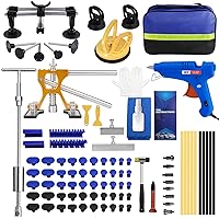 Dent Puller Kit, 97 PCS Paintless Dent Removal Kit with Double Pole Bridge Puller, Slide Hammer T-bar Dent Puller, Golden Lifter, Suction Cup, and Glue Gun for Car Dent Repair