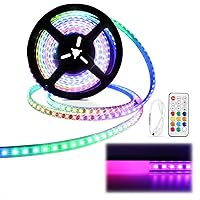 Muzata 16.4FT/5Meter RGB LED Strip Light Waterproof 96LEDs/m Spotless Light Strip AC1T and 5Pack 3.3FT/1M Spotless Black LED Channel with Frosted Diffuser Cover U116