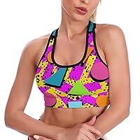 80s 90s Sports Bra for Women,Longline Padded Yoga Bra Gym Workout Fitness Crop Tank Running Tops