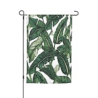(Tropical Banana Palm Leaves) Spring Summer Garden Flag 12x18 Inch Double Sided, Welcome Garden Flags For Lawn Outdoor Decor(Only Flag)