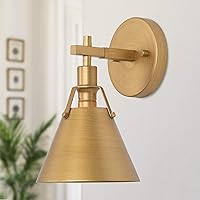 KSANA Antique Gold Wall Sconces Lighting Fixture, Modern Vintage Wall Mounted Lamp 1-Light for Bedroom, Bathroom, Living Room, Brass Finish