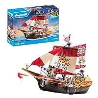 Playmobil 71418 Pirates: Pirate Vessel, exciting Adventures on The high seas, Complete with extensive Accessories, Fun Imaginative Role Play, playsets Suitable for Children Ages 4+