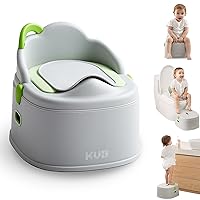 KUB 3-in-1 Potty Training Toilet (Chair, Seat, Step Stool) - 9 CM Splash Guard, One-click Assembly, Easy to Clean - Versatile Toddler Potty Trainer for Boy Girl - Grey