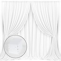 White Backdrop Curtain for Wedding Decor Holiday Party 4 Panels- White Wedding Backdrop Polyester Photography Backdrop Drapes Baby Shower Birthday Privacy Sliding Curtains Home Decor，5ft x 10ft