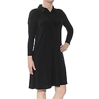American Living Womens Jersey Shirt Dress, Black, 4
