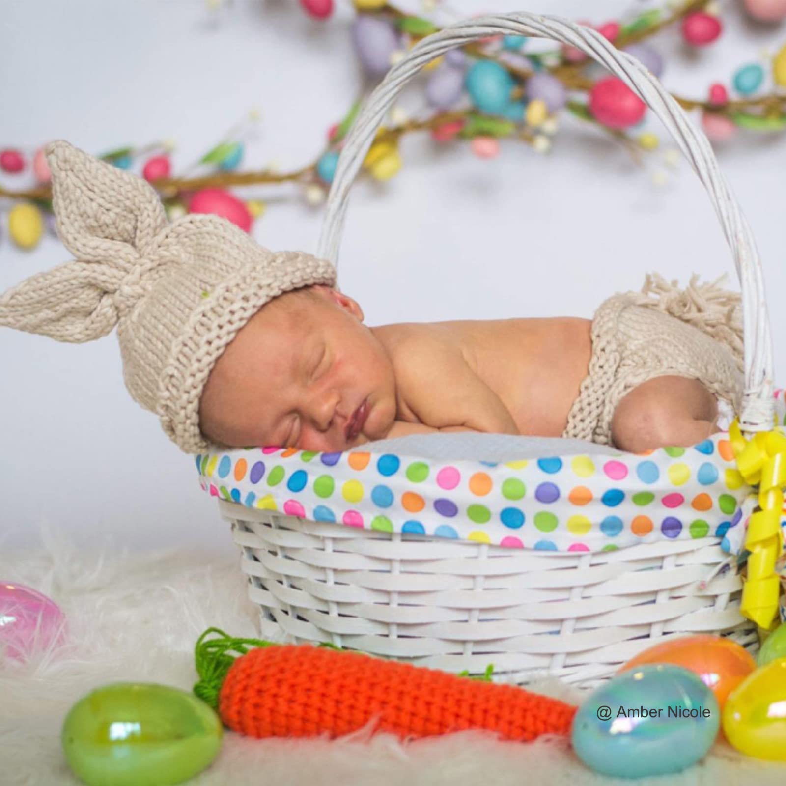 ISOCUTE Newborn Photography Props Baby Easter Bunny Outfits Handmade Crochet Rabbit Set