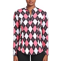 Misyula Womens Golf Shirts Zip Up Collarless Polo Moisture Wicking Tennis Athletic Workout Tops