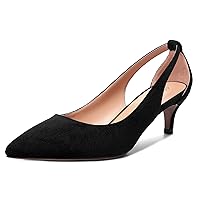 Womens Slip On Suede Pointed Toe Casual Office Kitten Low Heel Pumps Shoes 2 Inch