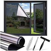 One Way Window Privacy Film: Home Window Tint Reflective Window Film See Out Not in Sun Blocking Anti UV Mirror Window Clings Daytime Privacy Door Window Covering with 3 Free Tools,45.3 * 157.5 Inch