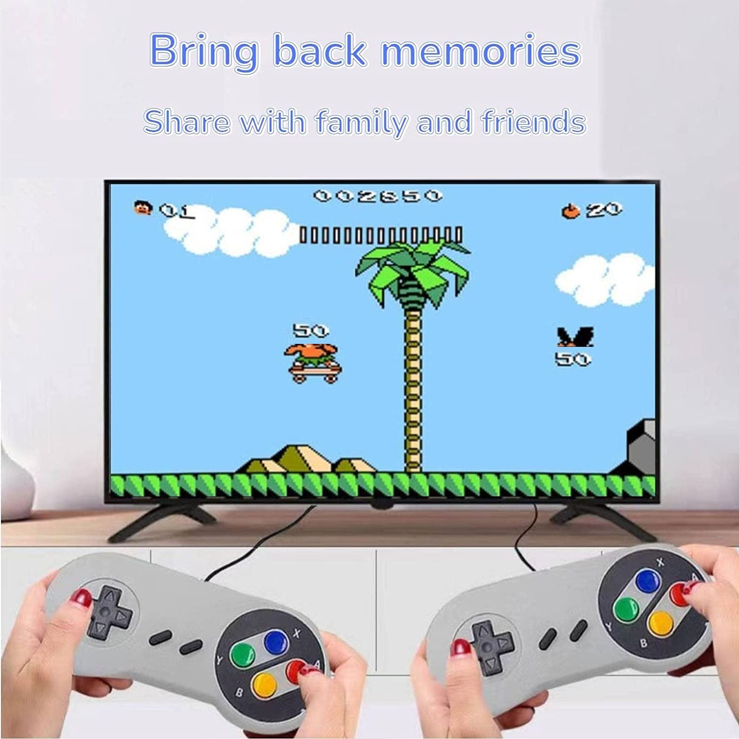 Retro Game Console, Classic Mini Game System, Built-in 800+ Classic Games, 2 Classic Controllers, AV Output Plug and Play, is a Gift for Adults and Children