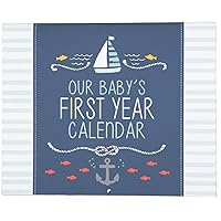 Carter's BA3-14074 Blue Nautical First Year Baby Calendar for Boys with Stickers, 11'' L x 18'' H