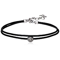 Lucky Brand Womens Leather Choker Necklace, Silver, One Size