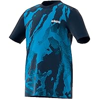 adidas Kids Boys Tshirt Young Stamp Racing Essentials T-Shirt Fashion (DV1764_110) Navy/Light Blue