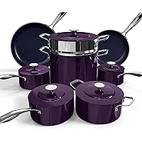 Nuwave Lux 13pc Forged Lightweight Cookware Set PFAS Free, Healthy G10 Duralon Ceramic Coating, Ultra Non-Stick, Stay-Cool Handles, Works on All Cooktops & Induction Ready
