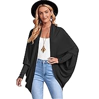 Batwing Sleeve Rib-Knit Open Front Coat