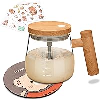 Self Stirring Mug , Electric High Speed Mixing Cup, 400ml Self Stirring Coffee Mug with Lid, High Borosilicate Glass Mug Home Office for Coffee, Milk, Protein (Not Included 2*aaa Battery ) (Round)