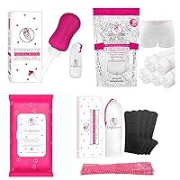 Ninja Mama Fab 4 Including 360ml Peri Bottle, Pack of 45 Perineal Cooling Pad Liners Pack of 2 Perineal Therapy Packs & Pack of 5 Disposable Underwear (Without Pad)