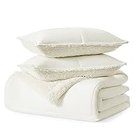 UGG 10265 Blissful Full-Queen Comforter Set Reversible Comforter and Pillow Shams Machine Washable Soft Cozy Bedding Queen Size Blanket Set for Bedroom Accents, Full/Queen, Snow