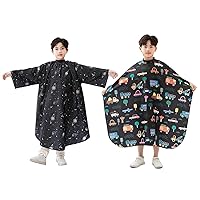 Kids Haircut Essentials Bundle: Hair Cutting Capes with Sleeves & Cute Cars Pattern for Boys, Girls, and Toddlers - Professional Salon & Home Use
