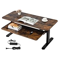 TOPSKY Electric Adjustable Coffee Table with Pull-Out Tray for Home and Office (Rustic Brown, 47.2