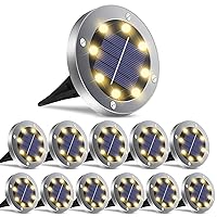 Solar Outdoor Lights 12 Packs, Waterproof Solar Pathway Lights Bright In-Ground Lights Lighting Decor for Garden, Lawn, Patio , Yard, Driveway, Step and Walkway Warm Light